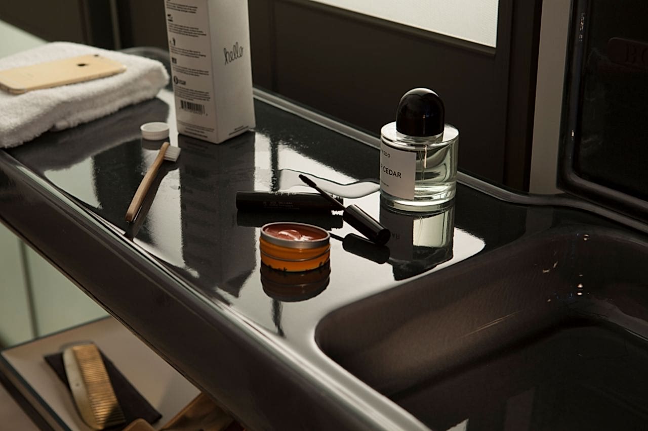 Toiletries on counter